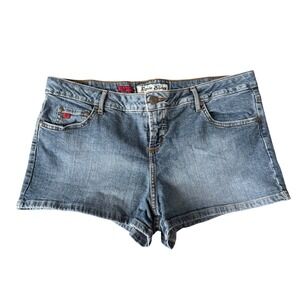Vintage Y2K Paris Blues Women's low rise mini Denim Shorts retro preppy Size 15